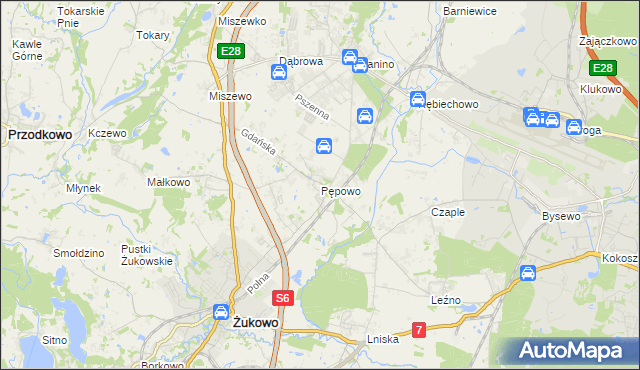 mapa Pępowo gmina Żukowo, Pępowo gmina Żukowo na mapie Targeo