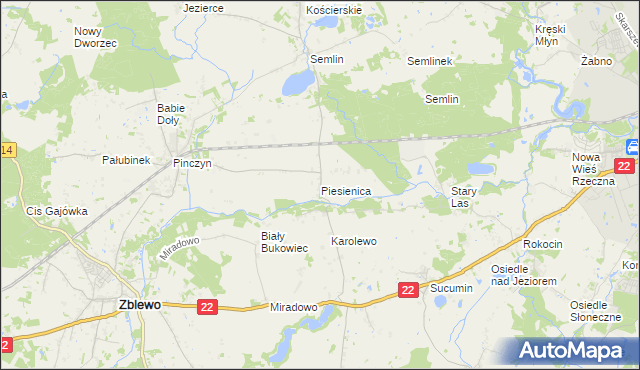 mapa Piesienica, Piesienica na mapie Targeo