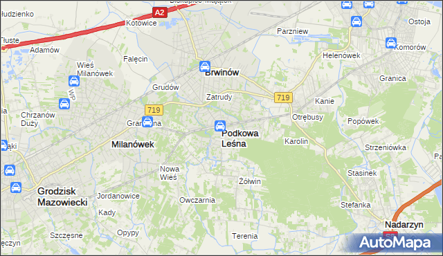 mapa Podkowa Leśna, Podkowa Leśna na mapie Targeo