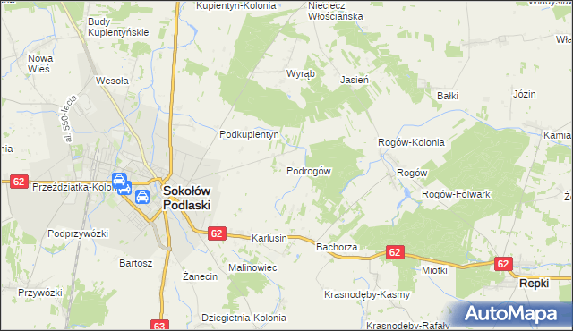 mapa Podrogów, Podrogów na mapie Targeo
