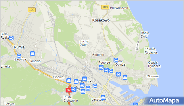 mapa Pogórze gmina Kosakowo, Pogórze gmina Kosakowo na mapie Targeo