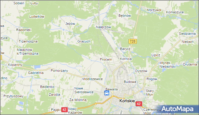 mapa Proćwin, Proćwin na mapie Targeo