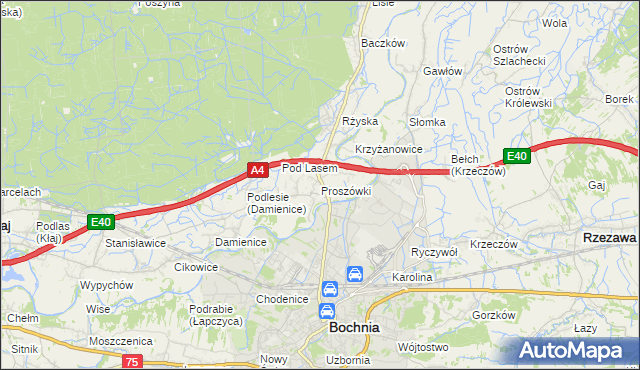 mapa Proszówki, Proszówki na mapie Targeo