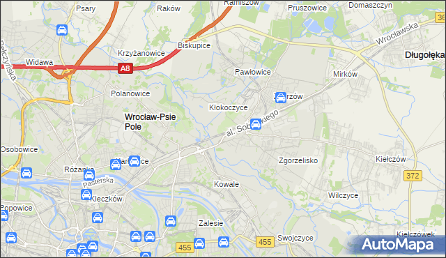 mapa Psie Pole gmina Wrocław, Psie Pole gmina Wrocław na mapie Targeo
