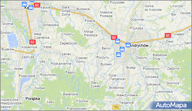 mapa Roczyny, Roczyny na mapie Targeo