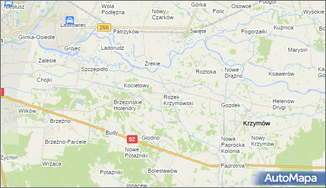 mapa Rożek Krzymowski, Rożek Krzymowski na mapie Targeo