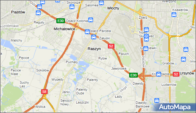 mapa Rybie gmina Raszyn, Rybie gmina Raszyn na mapie Targeo