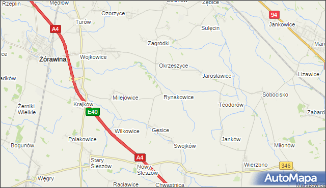 mapa Rynakowice, Rynakowice na mapie Targeo