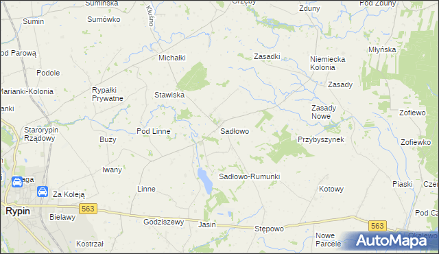 mapa Sadłowo gmina Rypin, Sadłowo gmina Rypin na mapie Targeo