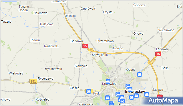 mapa Sławęcinek gmina Inowrocław, Sławęcinek gmina Inowrocław na mapie Targeo