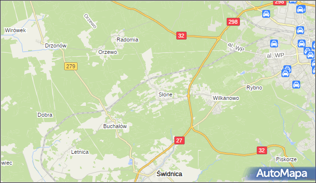 mapa Słone gmina Świdnica, Słone gmina Świdnica na mapie Targeo