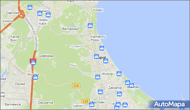 mapa Sopotu, Sopot na mapie Targeo