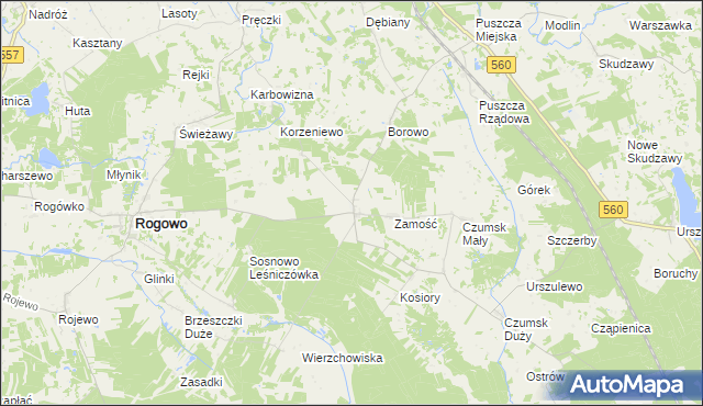 mapa Sosnowo gmina Rogowo, Sosnowo gmina Rogowo na mapie Targeo