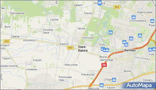 mapa Stare Babice, Stare Babice na mapie Targeo