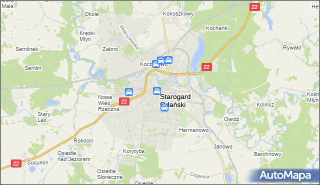 mapa Starogard Gdański, Starogard Gdański na mapie Targeo