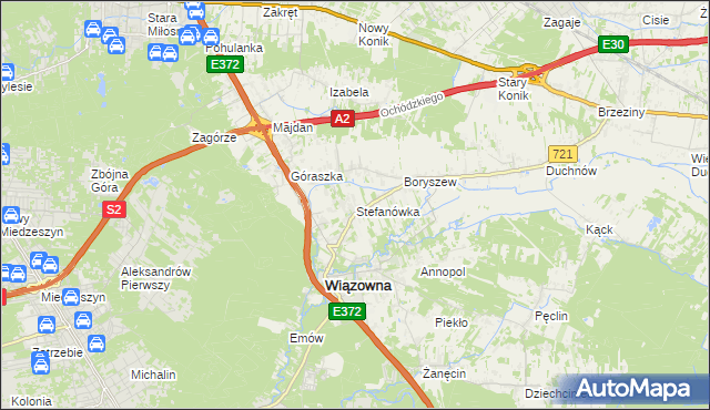 mapa Stefanówka gmina Wiązowna, Stefanówka gmina Wiązowna na mapie Targeo