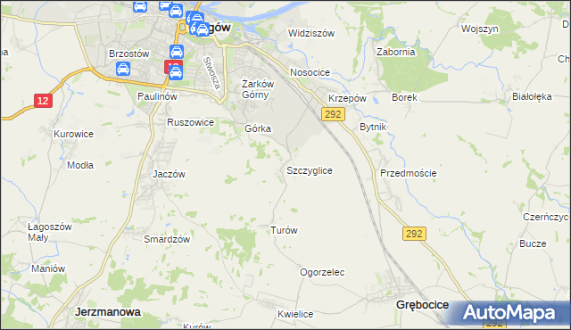 mapa Szczyglice gmina Głogów, Szczyglice gmina Głogów na mapie Targeo
