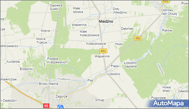 mapa Wapiennik gmina Kłobuck, Wapiennik gmina Kłobuck na mapie Targeo