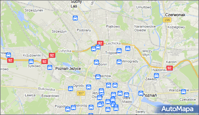 mapa Winiary gmina Poznań, Winiary gmina Poznań na mapie Targeo