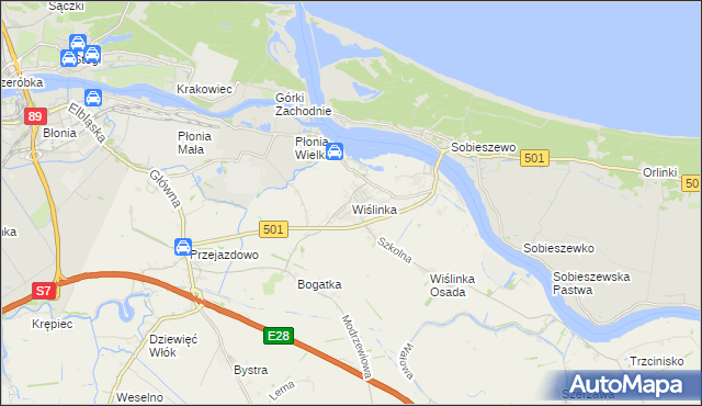 mapa Wiślinka, Wiślinka na mapie Targeo