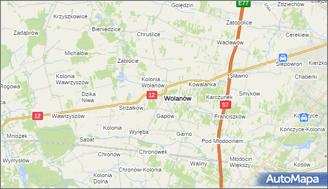 mapa Wolanów powiat radomski, Wolanów powiat radomski na mapie Targeo