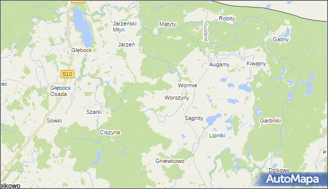 mapa Worszyny, Worszyny na mapie Targeo