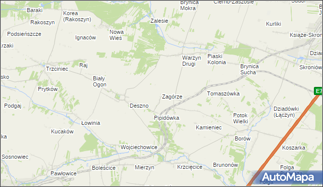 mapa Zagórze gmina Nagłowice, Zagórze gmina Nagłowice na mapie Targeo