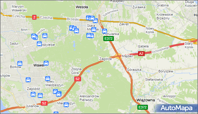 mapa Zagórze gmina Wiązowna, Zagórze gmina Wiązowna na mapie Targeo