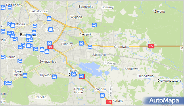 mapa Zaścianki gmina Supraśl, Zaścianki gmina Supraśl na mapie Targeo