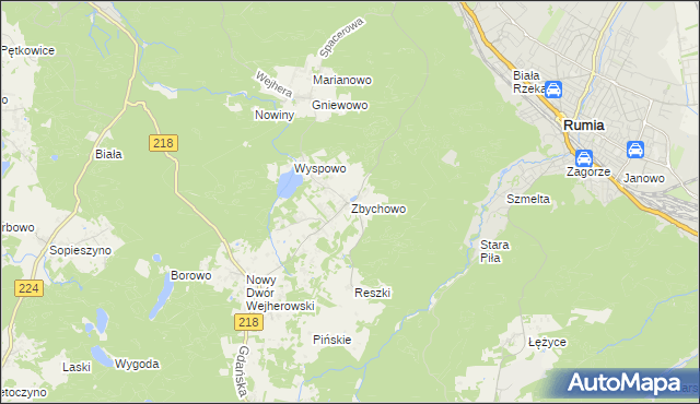 mapa Zbychowo, Zbychowo na mapie Targeo