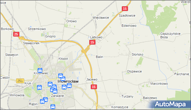 mapa Balin gmina Inowrocław, Balin gmina Inowrocław na mapie Targeo