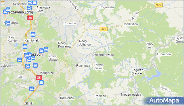 mapa Dziećmorowice, Dziećmorowice na mapie Targeo