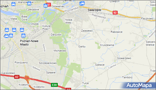 mapa Garby gmina Swarzędz, Garby gmina Swarzędz na mapie Targeo