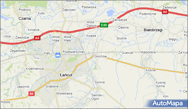 mapa Głuchów gmina Łańcut, Głuchów gmina Łańcut na mapie Targeo