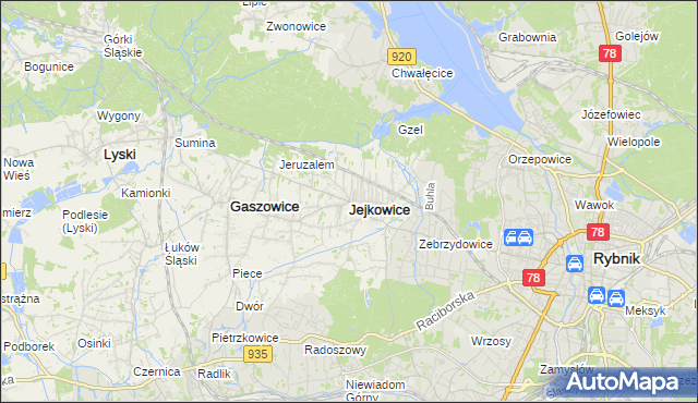 mapa Jejkowice, Jejkowice na mapie Targeo