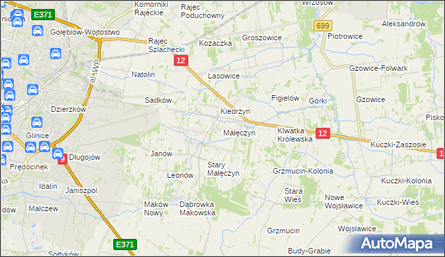 mapa Małęczyn gmina Gózd, Małęczyn gmina Gózd na mapie Targeo