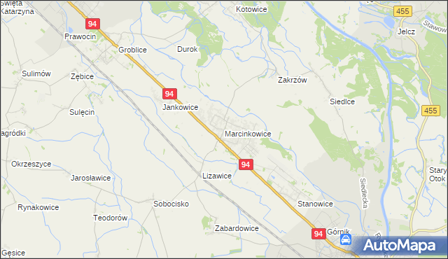 mapa Marcinkowice gmina Oława, Marcinkowice gmina Oława na mapie Targeo