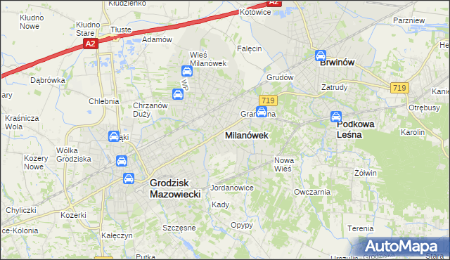 mapa Milanówek, Milanówek na mapie Targeo