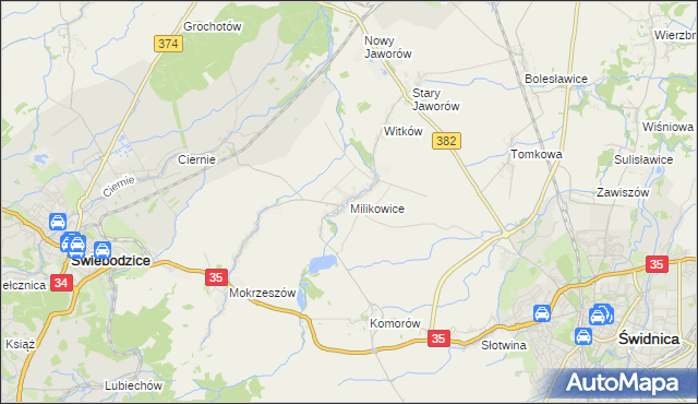 mapa Milikowice, Milikowice na mapie Targeo