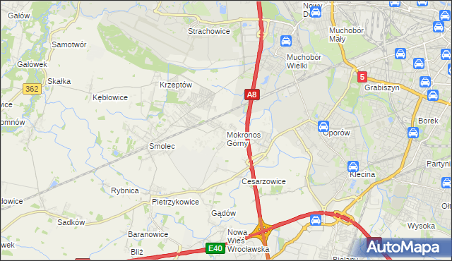 mapa Mokronos Górny, Mokronos Górny na mapie Targeo