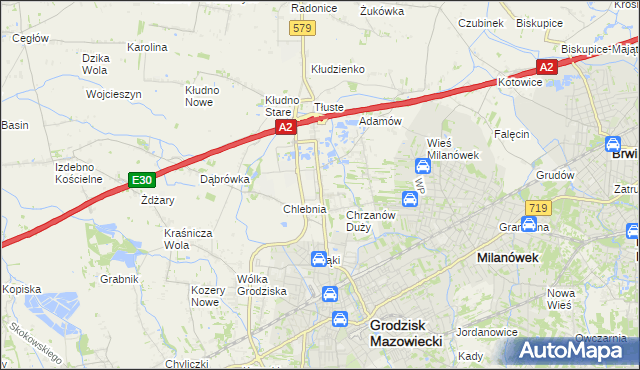 mapa Natolin gmina Grodzisk Mazowiecki, Natolin gmina Grodzisk Mazowiecki na mapie Targeo