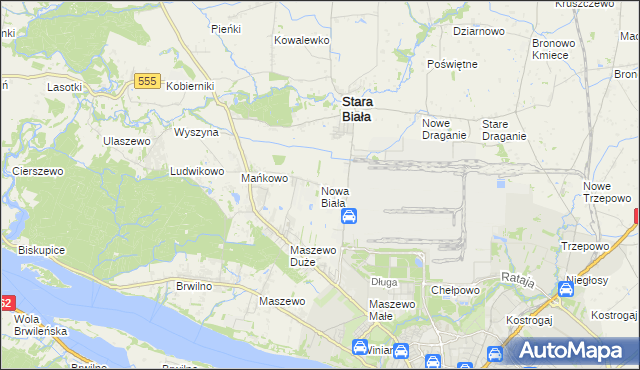 mapa Nowa Biała gmina Stara Biała, Nowa Biała gmina Stara Biała na mapie Targeo