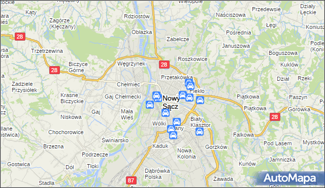 mapa Nowego Sącza, Nowy Sącz na mapie Targeo