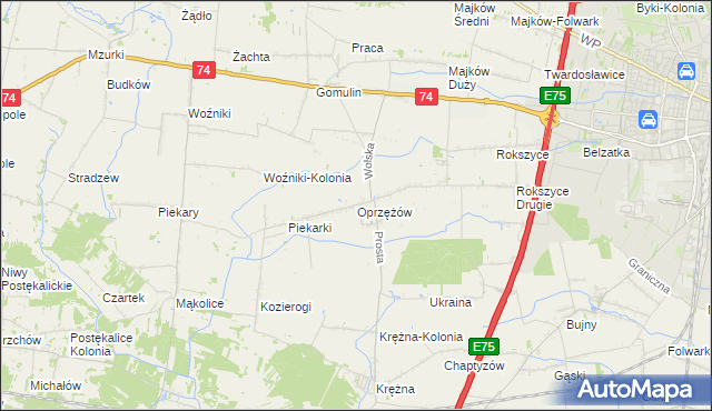 mapa Oprzężów, Oprzężów na mapie Targeo