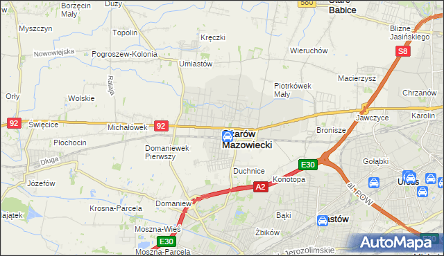 mapa Ożarów Mazowiecki, Ożarów Mazowiecki na mapie Targeo