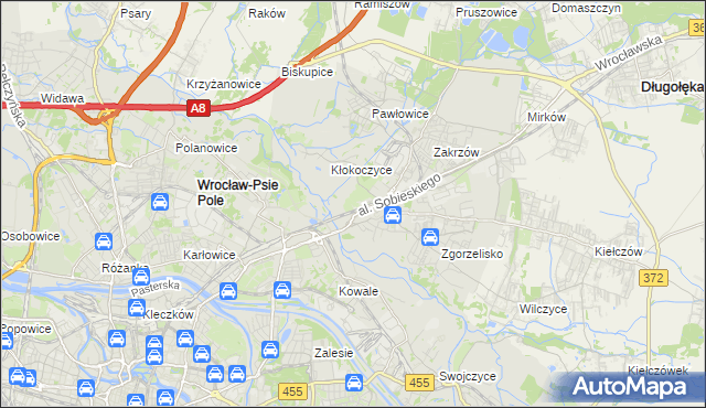mapa Psie Pole gmina Wrocław, Psie Pole gmina Wrocław na mapie Targeo