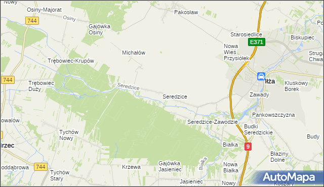 mapa Seredzice, Seredzice na mapie Targeo