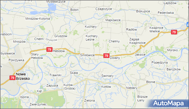 mapa Sierosławice gmina Nowe Brzesko, Sierosławice gmina Nowe Brzesko na mapie Targeo