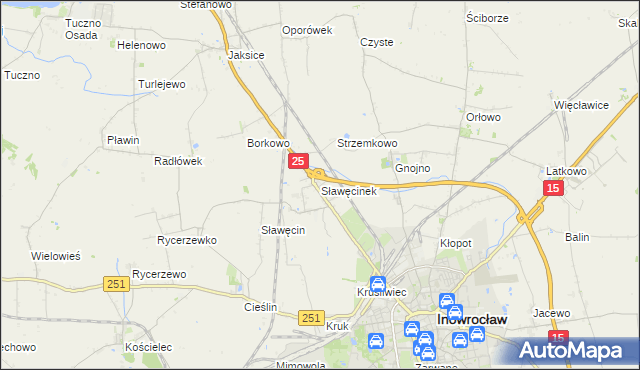 mapa Sławęcinek gmina Inowrocław, Sławęcinek gmina Inowrocław na mapie Targeo