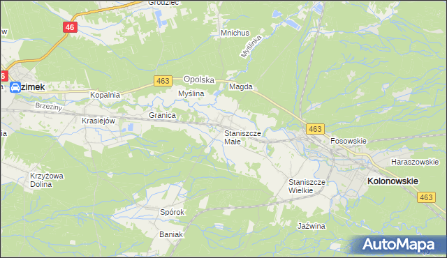 mapa Staniszcze Małe, Staniszcze Małe na mapie Targeo